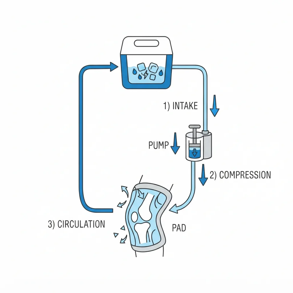 Diagram illustrating the automated compression cycle of an IC Cooler system.