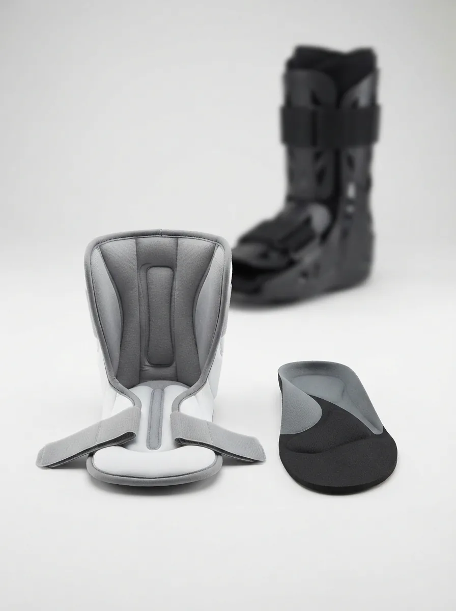 The Aircast Airselect Standard Liner and Insole kit displayed prominently with a walking boot in the background.