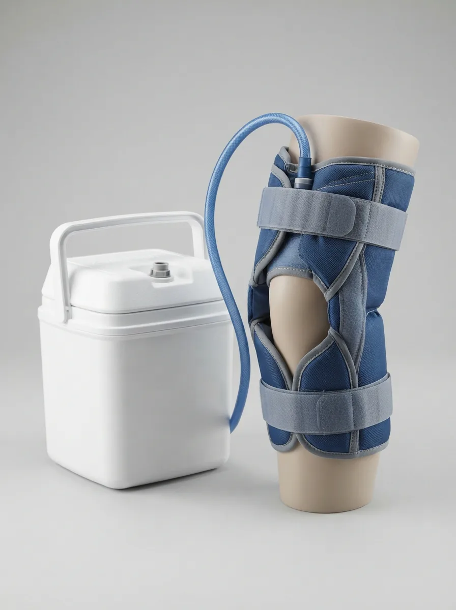 Hero image of the Aircast Knee Cryo/Cuff with Cooler as the primary subject.