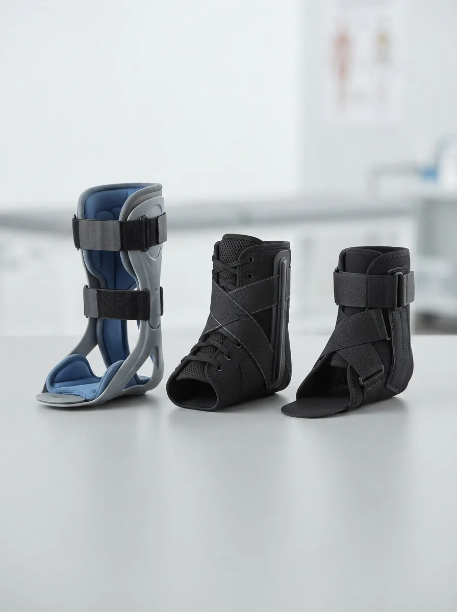 Aircast ankle brace collection displayed on a clean, medical-inspired backdrop.